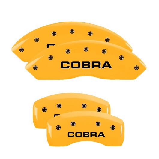 MGP 4 Caliper Covers Engraved Front & Rear Cobra Yellow Finish Black Char 2003 Ford Mustang - 10017SCOBYL