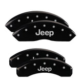 MGP 4 Caliper Covers Engraved Front & Rear JEEP Black finish silver ch - 42007SJEPBK