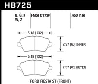 Hawk 2014 Ford Fiesta ST DTC30 Front Brake Pads - HB725W.650