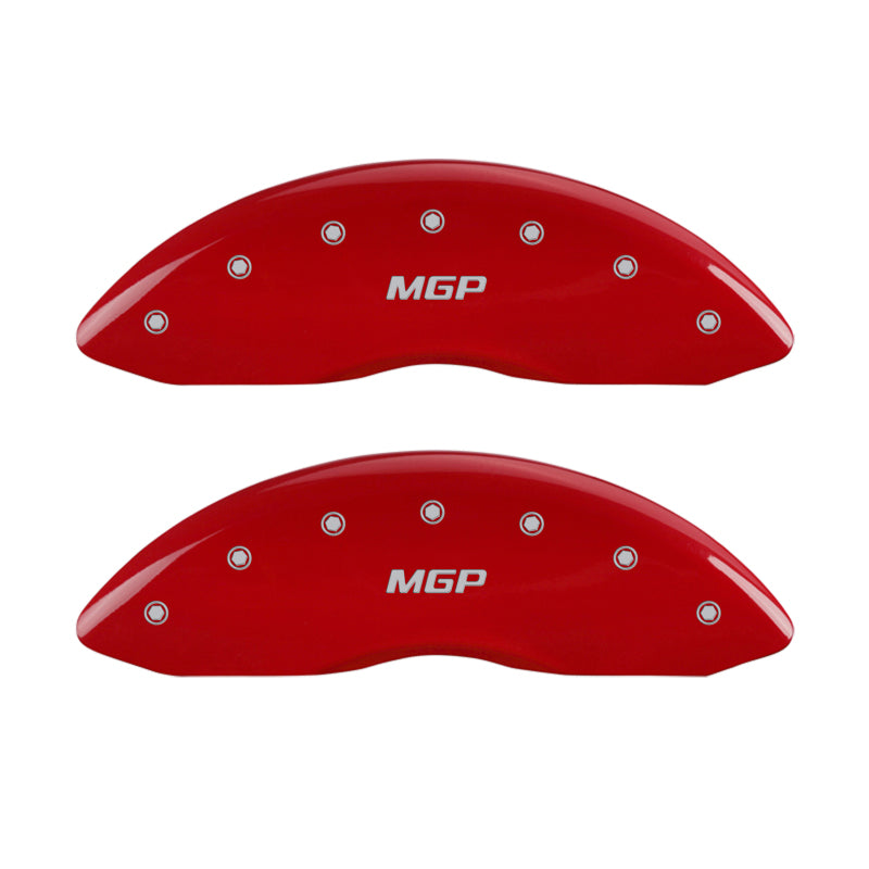 MGP Front set 2 Caliper Covers Engraved Front MGP Red finish silver ch - 14221FMGPRD