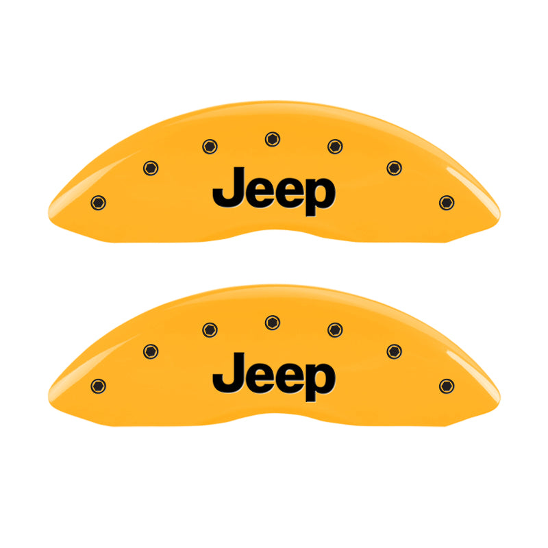 MGP Front set 2 Caliper Covers Engraved Front JEEP Yellow finish black ch - 42011FJEPYL