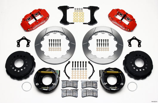 Wilwood Narrow Superlite 4R Rear P-Brk Kit 12.88in Red Mopar/Dana 2.36in Off w/Snap Ring Brng - 140-9222-R