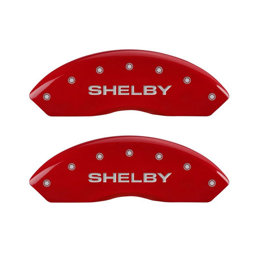 MGP 4 Caliper Covers Engraved Front Shelby Engraved Rear Tiffany Snake Red finish silver ch - 10017SSBYRD