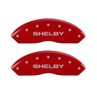 MGP 4 Caliper Covers Engraved Front Shelby Engraved Rear Tiffany Snake Red finish silver ch - 10198SSBYRD