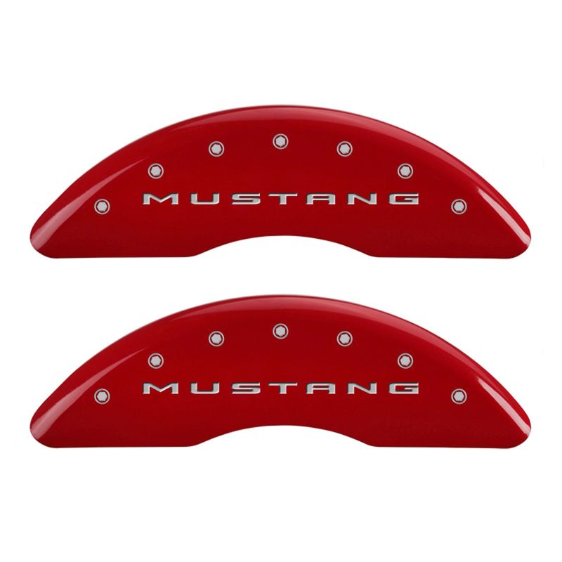 MGP 4 Caliper Covers Engraved Front 2015/Mustang Engraved Rear 2015/Bar & Pony Red finish silver ch - 10201SMB2RD