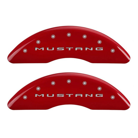 MGP 4 Caliper Covers Engraved Front 2015/Mustang Engraved Rear 2015/Bar & Pony Red finish silver ch - 10201SMB2RD