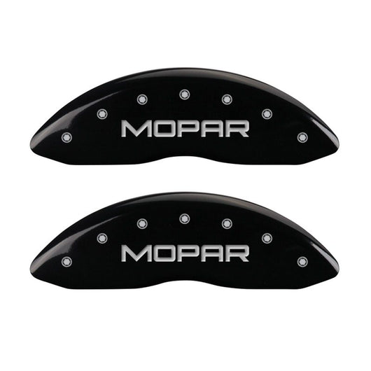 MGP 4 Caliper Covers Engraved Front & Rear MOPAR Black finish silver ch - 12005SMOPBK