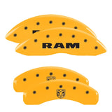 MGP 4 Caliper Covers Engraved Front & Rear Mopar Yellow Finish Black Char 2010 Dodge Nitro - 12059SMOPYL