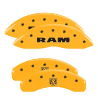 MGP 4 Caliper Covers Engraved Front Ram Rear Ramhead Yellow Finish Black Char 2007 Dodge Durango - 12043SRMHYL