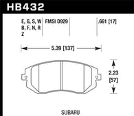Hawk 2006-2006 Saab 9-2X 2.5i HPS 5.0 Front Brake Pads - HB432B.661