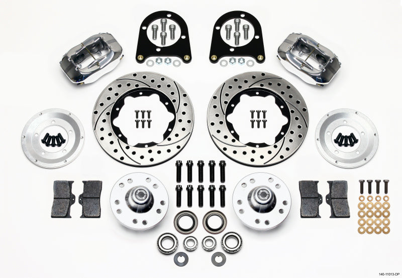Wilwood Forged Dynalite Front Kit 11.00in Drill-Polished 37-48 Ford Psgr. Car Spindle - 140-11013-DP