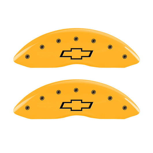 MGP Front set 2 Caliper Covers Engraved Front Bowtie Yellow finish black ch - 14207FBOWYL