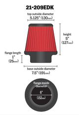 AEM 6 inch Short Neck 5 inch Element Filter Replacement - 21-209EDK