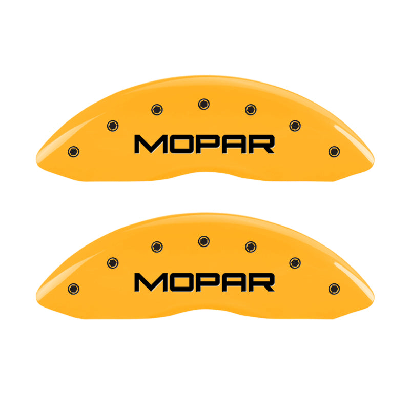 MGP Front set 2 Caliper Covers Engraved Front MOPAR Yellow finish black ch - 42011FMOPYL