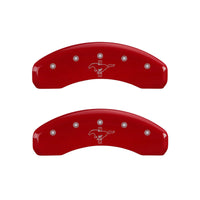 MGP 4 Caliper Covers Engraved Front 2015/Mustang Engraved Rear 2015/Bar & Pony Red finish silver ch - 10202SMB2RD