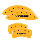 MGP 4 Caliper Covers Engraved Front & Rear Mopar Yellow Finish Black Char 2005 Chrysler 300 - 32004SMOPYL