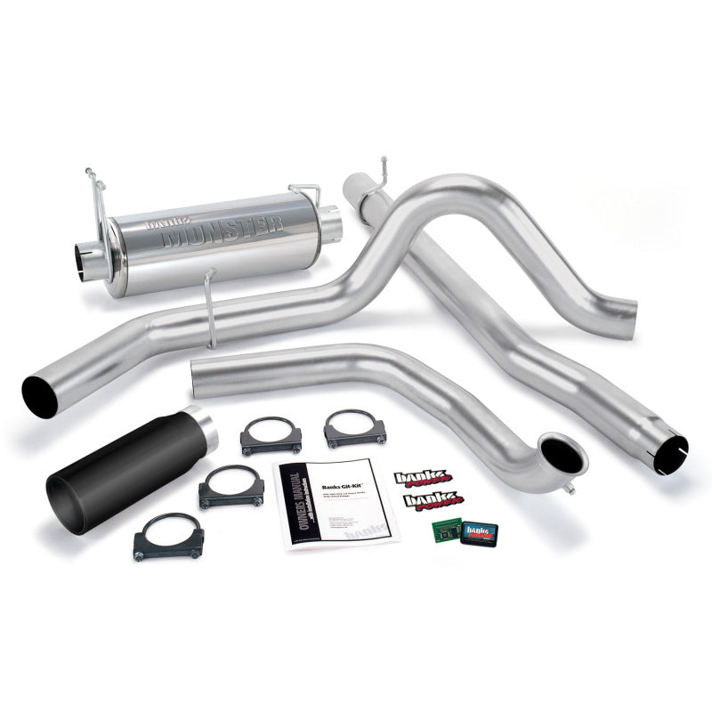 Banks Power 01-03 Ford 7.3L w/Cat Conv Git-Kit - SS Single Exhaust w/ Black Tip - 47513-B