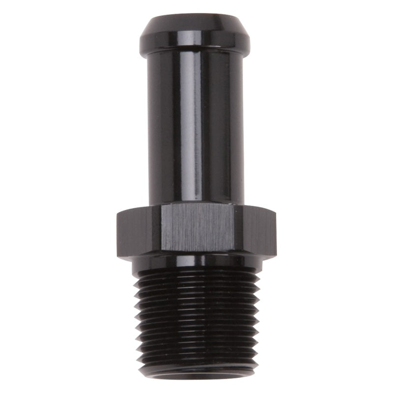 Edelbrock Hose End Straight 3/8In NPT to 1/2In Barb Black Anodize - 8114