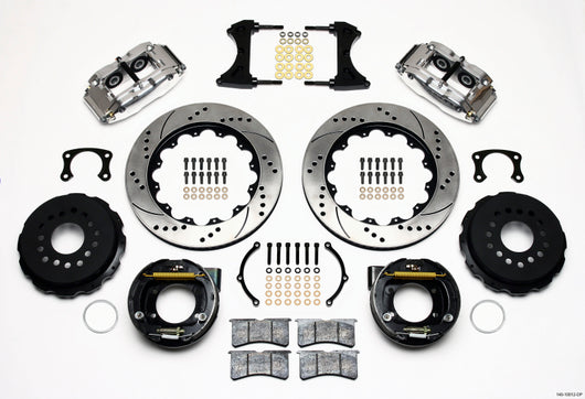 Wilwood Narrow Superlite 4R Rear P-Brk Kit 14.00in Drilled Polished New Big Ford 2.50in Offset - 140-10012-DP