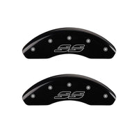 MGP 4 Caliper Covers Engraved Front & Rear Impala style/SS Black finish silver ch - 14050SSS2BK
