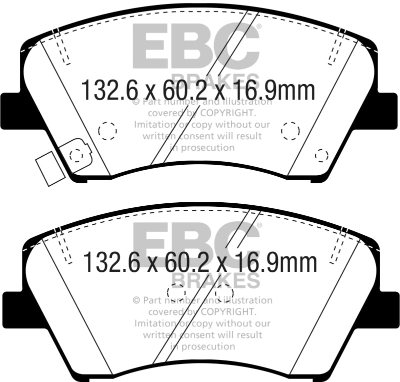 EBC 2017+ Hyundai Elantra 1.4L Turbo Yellowstuff Front Brake Pads - DP43075R