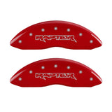 MGP 4 Caliper Covers Engraved Front & Rear Raptor Red finish silver ch - 10213SRPTRD