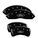MGP 4 Caliper Covers Engraved Front & Rear Oval logo/Ford Black finish silver ch - 10198SFRDBK