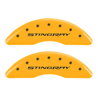 MGP 4 Caliper Covers Engraved Front & Rear Stingray Yellow finish black ch - 13084SSTYYL