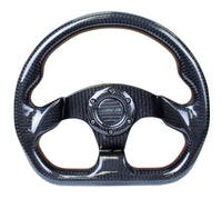 NRG Carbon Fiber Steering Wheel (320mm) Flat Bottom w/Shiny Black Carbon - ST-009CF/BK