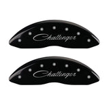 MGP 4 Caliper Covers Engraved Front Cursive/Challenger Engraved Rear RT Black finish silver ch - 12088SCLRBK