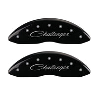 MGP 4 Caliper Covers Engraved Front Cursive/Challenger Engraved Rear RT Black finish silver ch - 12001SCLRBK