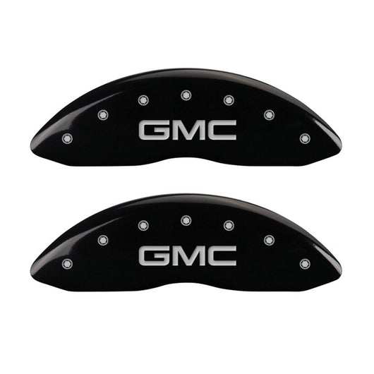 MGP 4 Caliper Covers Engraved Front & Rear GMC Black finish silver ch - 34008SGMCBK