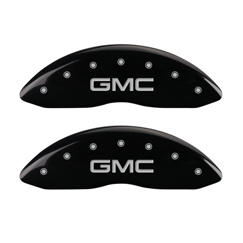 MGP 4 Caliper Covers Engraved Front & Rear GMC Black finish silver ch - 34208SGMCBK