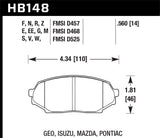 Hawk 89-93 Miata HPS Street Front Brake Pads (D525) - HB148F.560