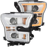 ANZO 2015-2016 Ford F-150 Projector Headlights w/ Plank Style Switchback Chrome w/ Amber - 111358