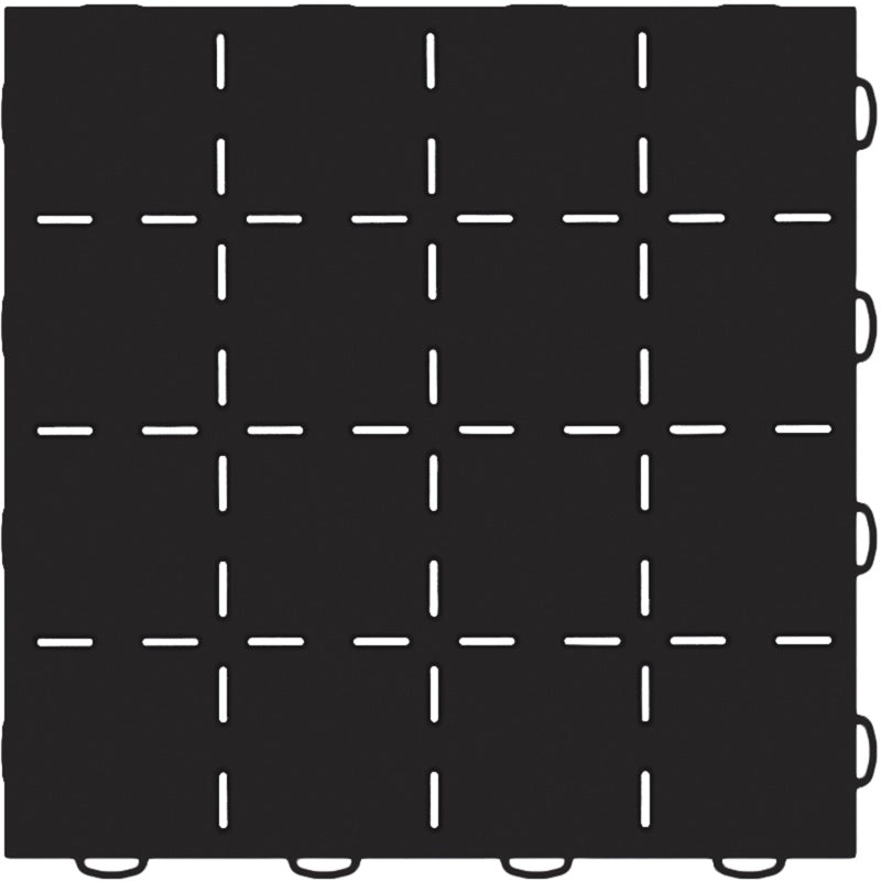 WeatherTech TechFloor - 12in x 12in Solid Tile w/ Raised Squares - Black - 51T1212SS BK