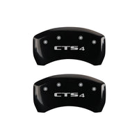 MGP 4 Caliper Covers Engraved Front Cursive/Cadillac Engraved Rear CTS4 Black finish silver ch - 35020SCT4BK