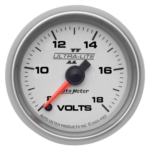Autometer Ultra-Lite II 52mm 18 Volt Digital Stepper Motor Voltmeter - 4991