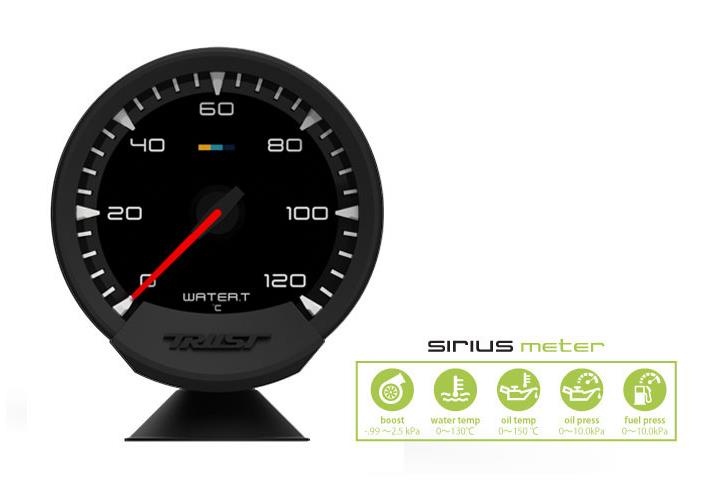 GReddy Sirius Meter - Water Temp 0/120 (Deg.C) 74mm Analog Gauge (w/Water Temp Sensor & Harness Set) - 16001731