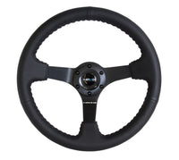 NRG Reinforced Steering Wheel (350mm / 3in. Deep) Bk Leather w/Bk BBall Stitch (Odi Bakchis Edition) - RST-036MB-R
