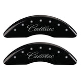 MGP 4 Caliper Covers Engraved Front & Rear Cursive/Cadillac Black finish silver ch - 35008SCADBK