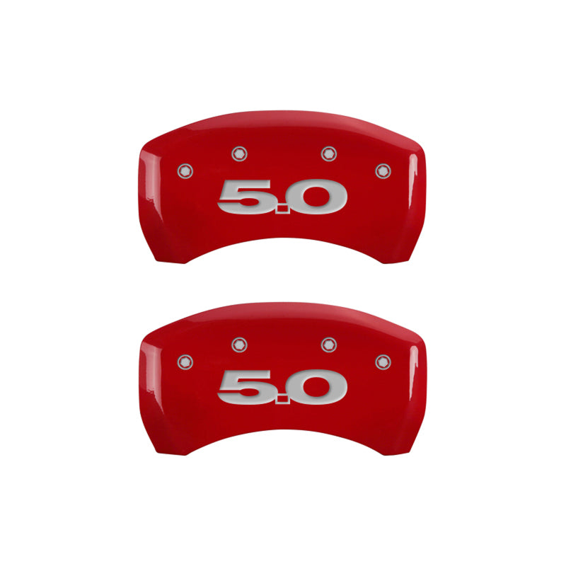 MGP Rear set 2 Caliper Covers Engraved Rear 50 Red finish silver ch - 10010RM50RD