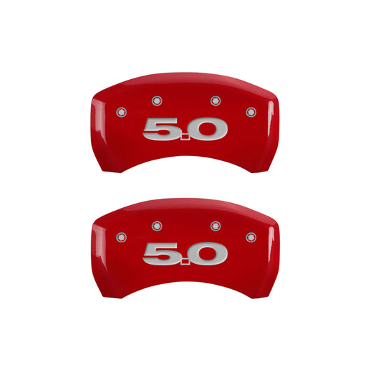 MGP Rear set 2 Caliper Covers Engraved Rear 50 Red finish silver ch - 10010RM50RD