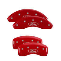 MGP 4 Caliper Covers Engraved Front & Rear Oval logo/Ford Red finish silver ch - 10072SFRDRD