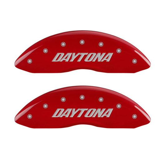 MGP 4 Caliper Covers Engraved Front & Rear Daytona Red finish silver ch - 12162SDAYRD