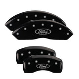 MGP 4 Caliper Covers Engraved Front & Rear Oval logo/Ford Black finish silver ch - 10040SFRDBK