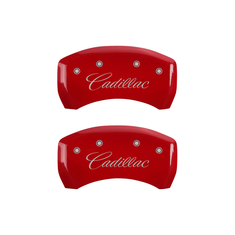 MGP 4 Caliper Covers Engraved Front & Rear Cursive/Cadillac Yellow finish black ch - 35020SCADYL