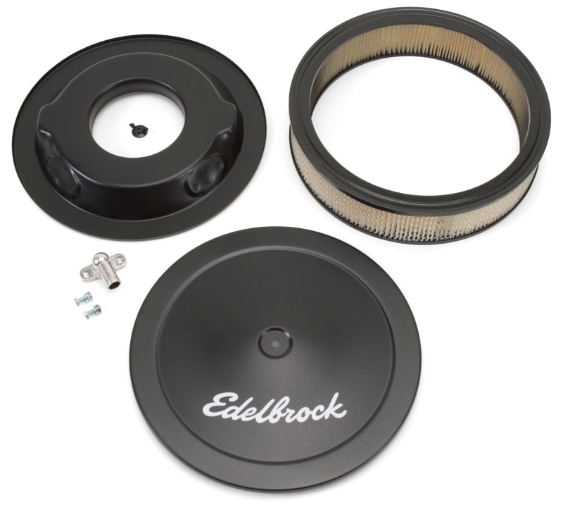 Edelbrock Air Cleaner Pro-Flo Series Round Steel Top Paper Element 14In Dia X 3 75In Dropped Base - 1223