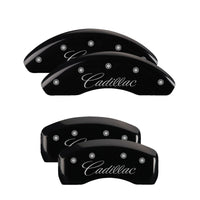 MGP 4 Caliper Covers Engraved Front & Rear Cursive/Cadillac Black finish silver ch - 35021SCADBK