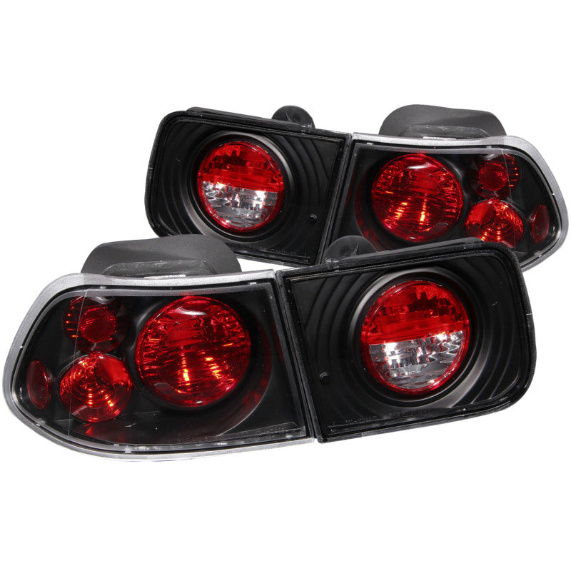 ANZO 1996-2000 Honda Civic Taillights Black - 221062